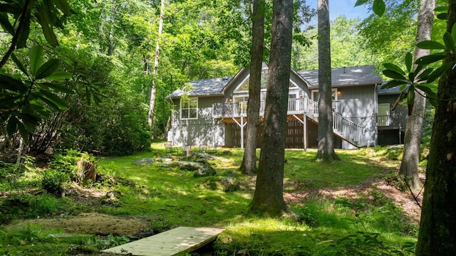 200 Blackberry Trl, Sapphire, NC 28774 - view of yard with stairs and a wooden deck