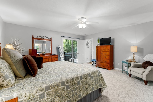 200 Blackberry Trl, Sapphire, NC 28774 - carpeted bedroom featuring access to exterior and a ceiling fan