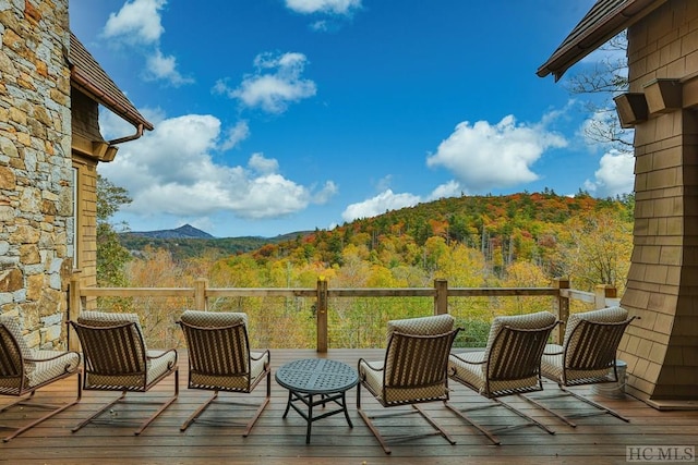 deck with a mountain view