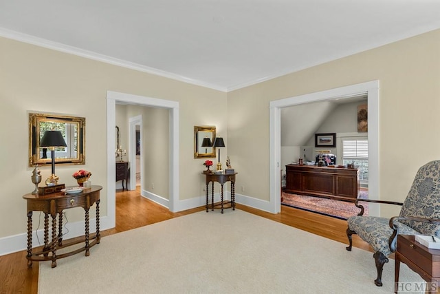 sitting room with light wood-type flooring