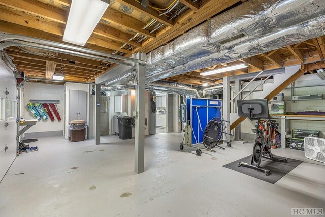 basement featuring water heater