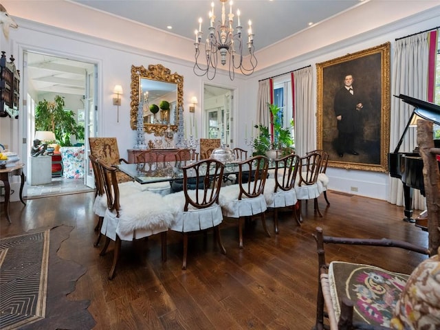 13084 Canada Rd, Tuckasegee, NC 28783 - dining area with a chandelier and hardwood / wood-style flooring