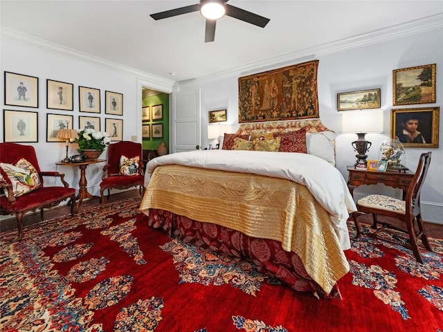 13084 Canada Rd, Tuckasegee, NC 28783 - bedroom with ornamental molding and ceiling fan