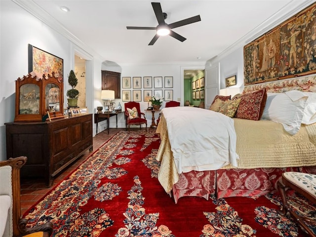 13084 Canada Rd, Tuckasegee, NC 28783 - bedroom featuring crown molding and a ceiling fan