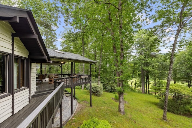 334 Back Nine Ln, Sapphire, NC 28774 - view of grassy yard featuring a wooden deck