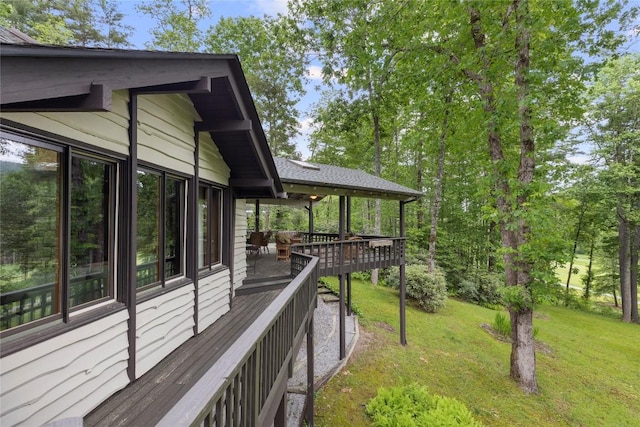 334 Back Nine Ln, Sapphire, NC 28774 - view of grassy yard featuring a wooden deck
