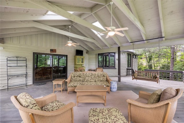 334 Back Nine Ln, Sapphire, NC 28774 - view of patio / terrace featuring ceiling fan, a deck, and an outdoor hangout area