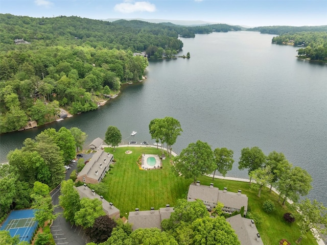 55 Toxaway Shrs Unit 14, Lake Toxaway, NC 28747 - aerial view of a nearby body of water and a heavily wooded area