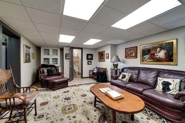 515 Stillmont Cir, Cashiers, NC 28717 - living area with a drop ceiling, carpet floors, and baseboards