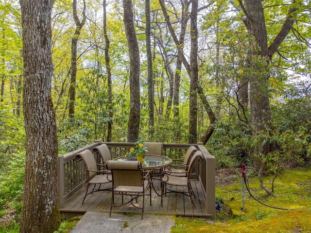 515 Stillmont Cir, Cashiers, NC 28717 - wooden deck featuring outdoor dining space