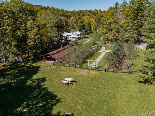 aerial view with a rural view