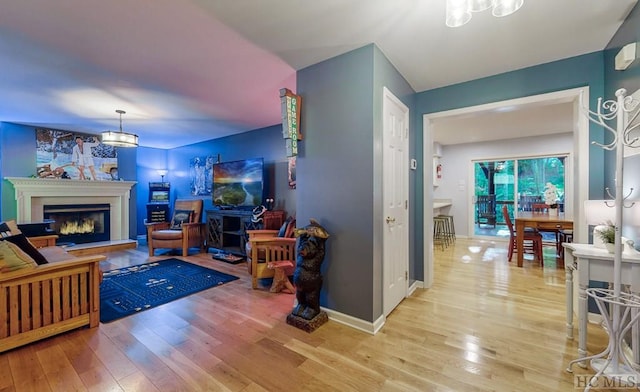 living room with hardwood / wood-style flooring