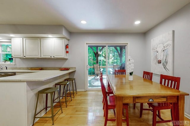 dining room featuring a healthy amount of sunlight and light wood-type flooring