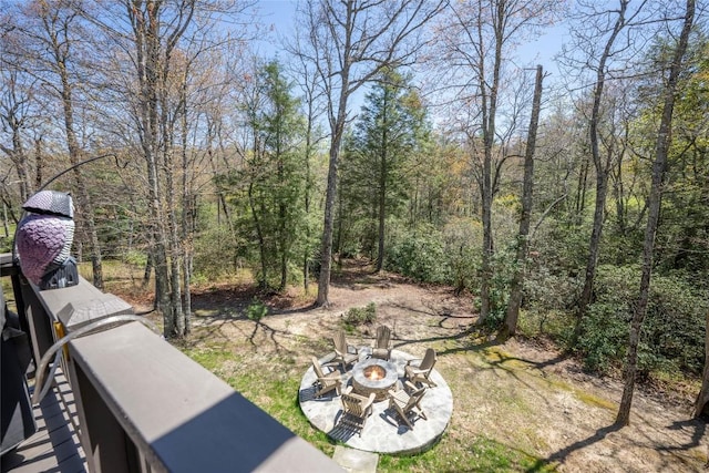 view of yard featuring a fire pit