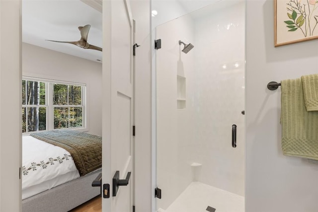 1077 Hicks Rd Unit A, Highlands, NC 28741 - ensuite bathroom with a shower stall and wood finished floors