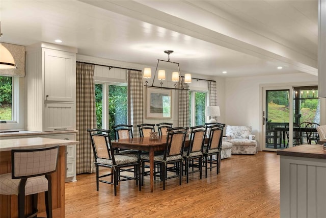 358 Jodytown Rd, Cashiers, NC 28717 - dining area featuring light wood finished floors, a chandelier, and recessed lighting
