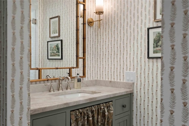 358 Jodytown Rd, Cashiers, NC 28717 - bathroom featuring vanity and wallpapered walls