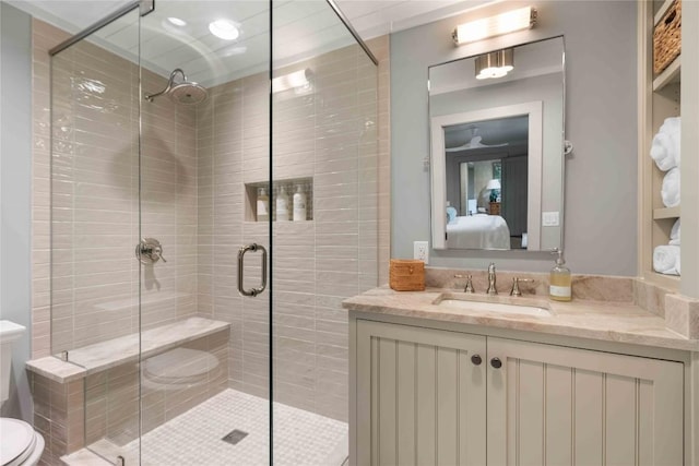 358 Jodytown Rd, Cashiers, NC 28717 - bathroom featuring toilet, ensuite bathroom, a shower stall, and vanity
