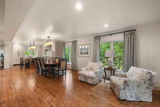 358 Jodytown Rd, Cashiers, NC 28717 - dining room with plenty of natural light, wood finished floors, baseboards, a decorative wall, and recessed lighting