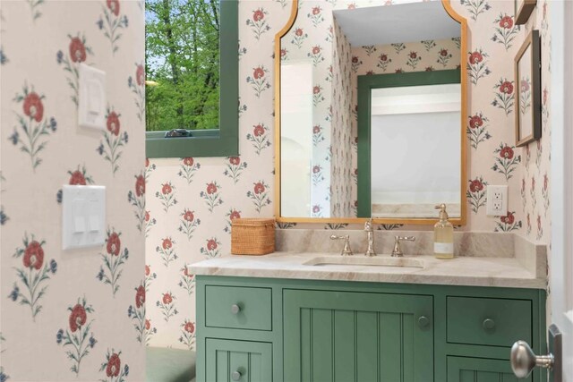 358 Jodytown Rd, Cashiers, NC 28717 - bathroom featuring wallpapered walls and vanity