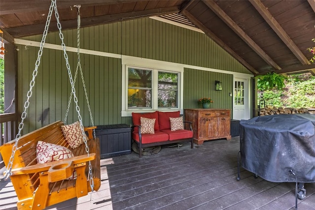 4860 Horse Cove Rd, Highlands, NC 28741 - deck featuring outdoor lounge area and a grill