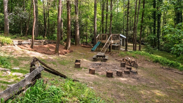 4860 Horse Cove Rd, Highlands, NC 28741 - view of yard with a playground and a forest view