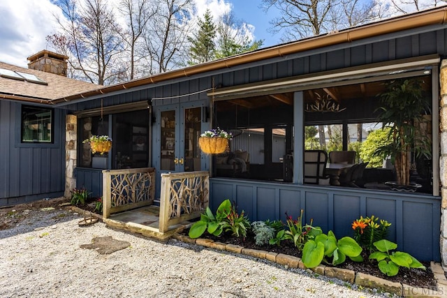 doorway to property featuring french doors