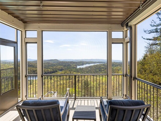 199 Mills Creek Point Rd, Lake Toxaway, NC 28747 - sunroom with a mountain view and a wooded view