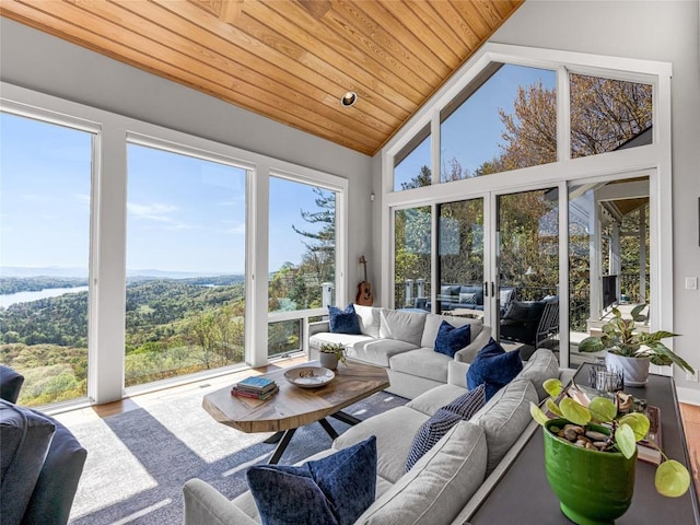 199 Mills Creek Point Rd, Lake Toxaway, NC 28747 - sunroom / solarium with wood ceiling and lofted ceiling