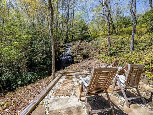 199 Mills Creek Point Rd, Lake Toxaway, NC 28747 - view of patio / terrace featuring a wooded view