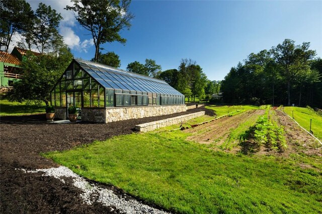 523 Broadview Dr, Highlands, NC 28741 - view of green lawn with an exterior structure and an outdoor structure