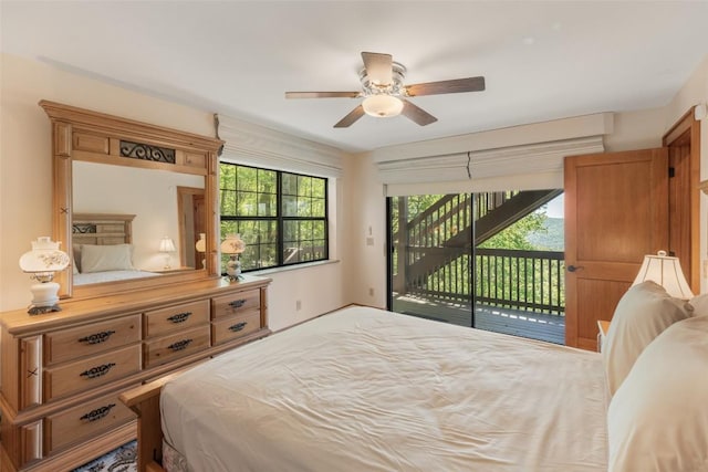 169 Heather View Ln, Sapphire, NC 28774 - bedroom featuring access to exterior and a ceiling fan