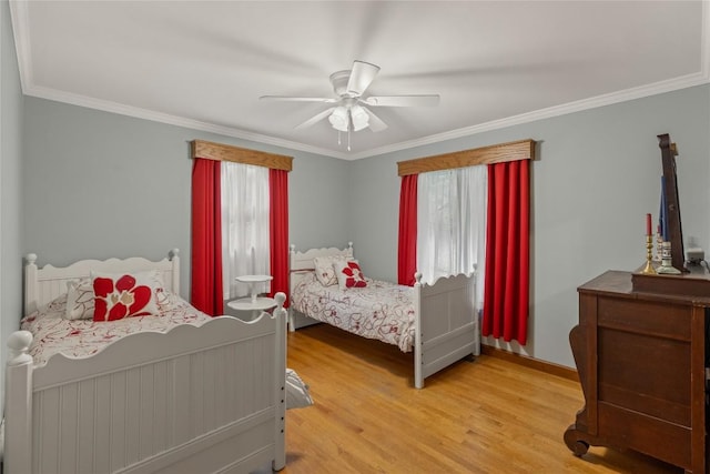 3398 Cullowhee Forest Rd, Cullowhee, NC 28723 - bedroom featuring wood finished floors, ornamental molding, and a ceiling fan