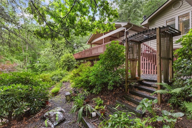 3398 Cullowhee Forest Rd, Cullowhee, NC 28723 - view of yard with a pergola and stairs