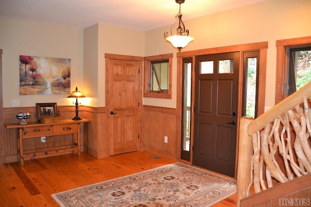 foyer entrance featuring light hardwood / wood-style floors