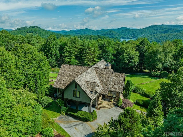 bird's eye view featuring a mountain view