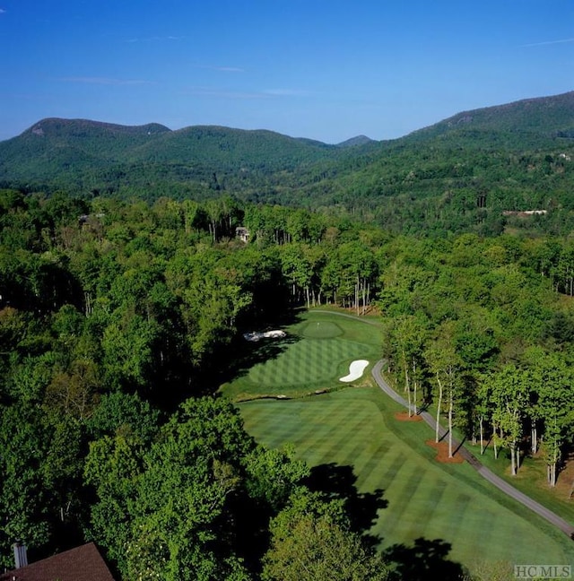 bird's eye view with a mountain view