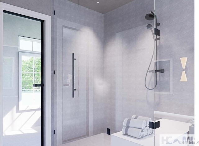 bathroom with tiled shower