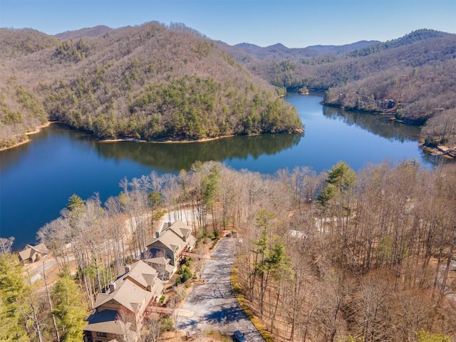 103 Southshore Dr Unit A1, Tuckasegee, NC 28783 - bird's eye view featuring a view of trees and a water and mountain view