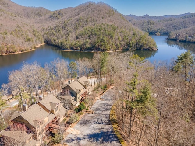 103 Southshore Dr Unit A1, Tuckasegee, NC 28783 - drone / aerial view featuring a forest view and a water and mountain view