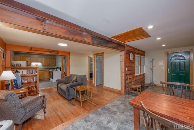 living room with light wood-type flooring