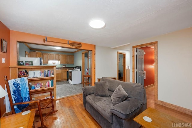 living room featuring light wood-type flooring