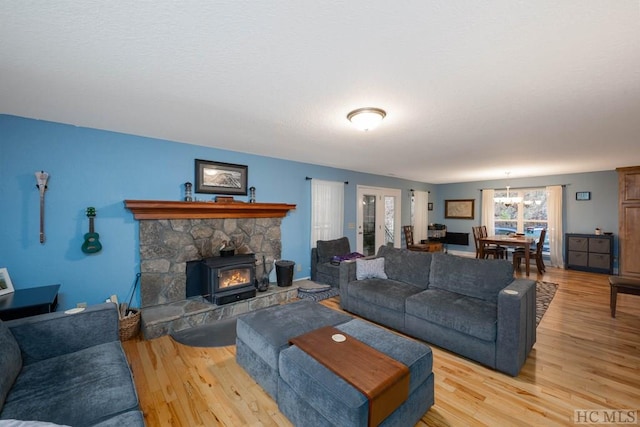 living room with light hardwood / wood-style flooring