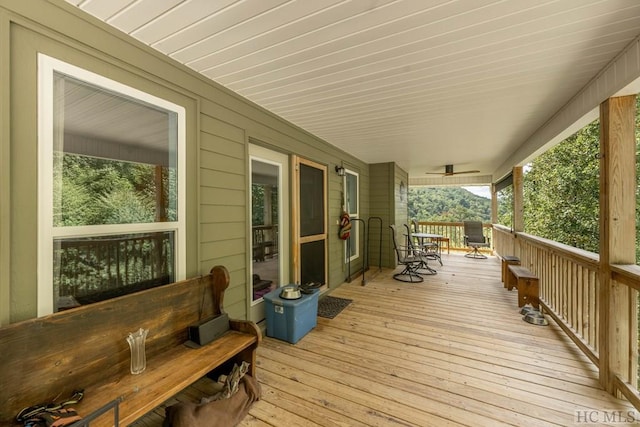 wooden terrace featuring a porch