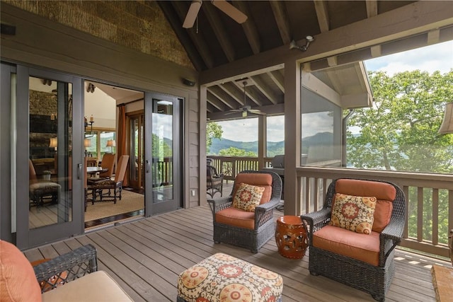 541 Summer Hill Rd, Cullowhee, NC 28723 - deck featuring ceiling fan and a sunroom