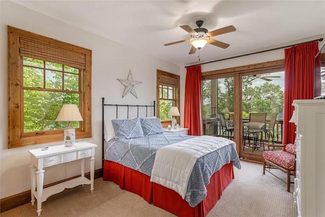 541 Summer Hill Rd, Cullowhee, NC 28723 - bedroom with access to outside, multiple windows, and ceiling fan