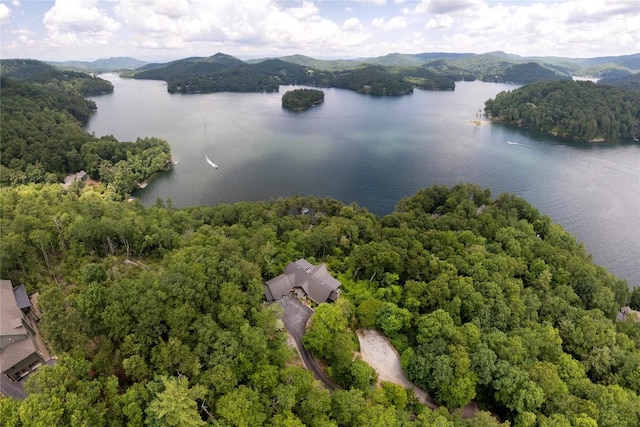 541 Summer Hill Rd, Cullowhee, NC 28723 - drone / aerial view of a water and mountain view and a heavily wooded area