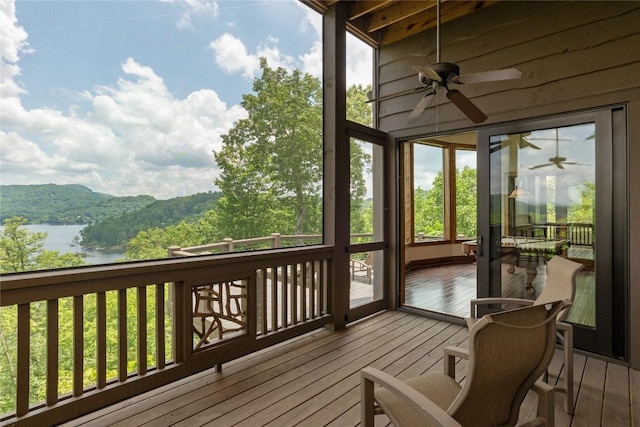 541 Summer Hill Rd, Cullowhee, NC 28723 - sunroom / solarium with a deck with water view and hardwood / wood-style flooring