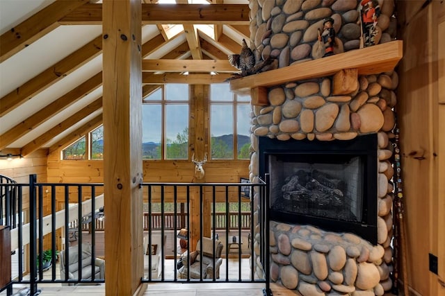 interior space featuring a mountain view
