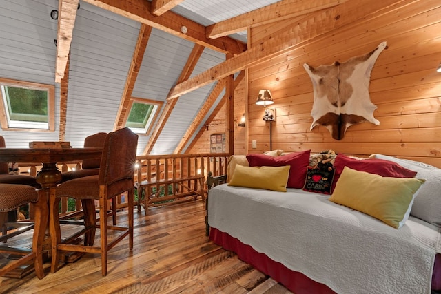 671 Walkingstick Rd, Highlands, NC 28741 - bedroom featuring hardwood / wood-style flooring and wood walls